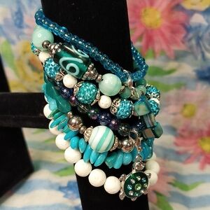 Vibrant Multicolor Beaded Bracelet 7pcs Set